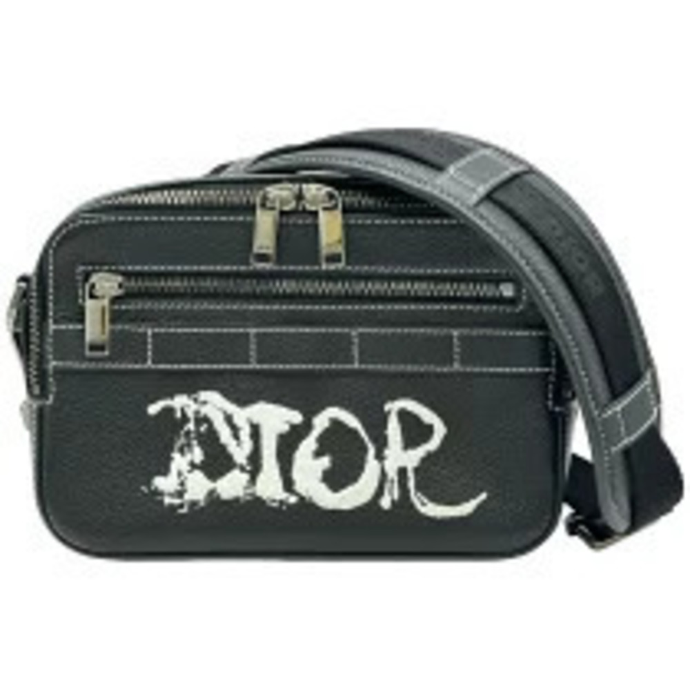 Christian Dior Safari Messenger Bag Peter Doig Collaboration Black Leather